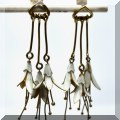 J156. Pair of white enamel gold sterling overlay flower drop earrings . - $36 